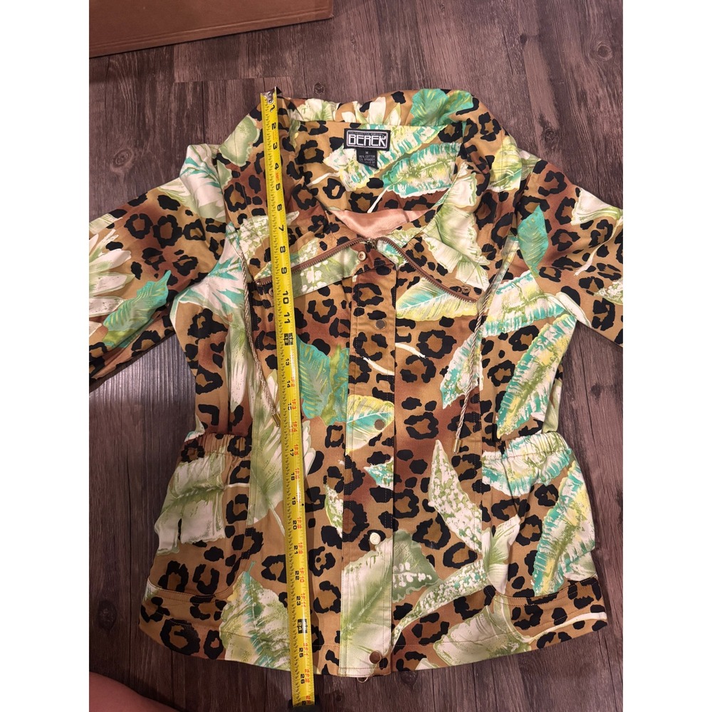 Berek Tropical Leopard Print Utility Jacket Gold Hardware Mens Medium - Picture 11 of 16
